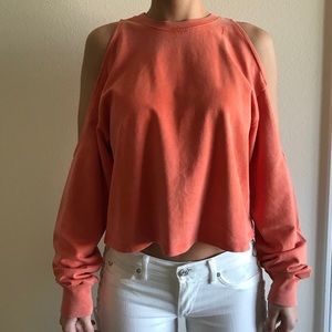Sweater with cutout sleeves